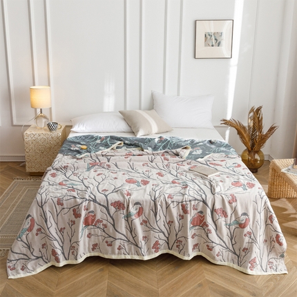 91家纺网 家纺一手货源 找家纺 （总）朴尔 2023新款水洗全棉四层细纱系列毛巾被