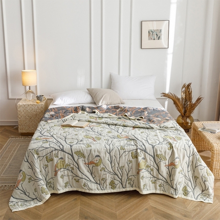 91家纺网 家纺一手货源 找家纺 （总）朴尔 2023新款水洗全棉四层细纱系列毛巾被