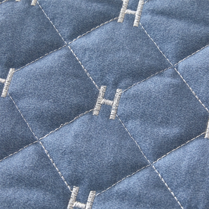 91家纺网 家纺一手货源 找家纺 杜先生 2023新款纯色活性磨毛全棉刺绣夹棉枕套一对 字母兰灰