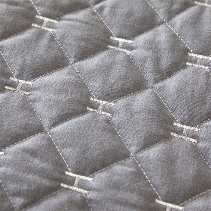 91家纺网 家纺一手货源 找家纺 杜先生 2023新款纯色活性磨毛全棉刺绣夹棉枕套一对 字母浅灰