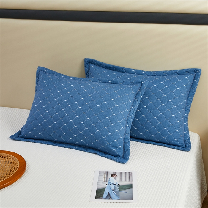 91家纺网 家纺一手货源 找家纺 杜先生 2023新款纯色活性磨毛全棉刺绣夹棉枕套一对 米粒兰