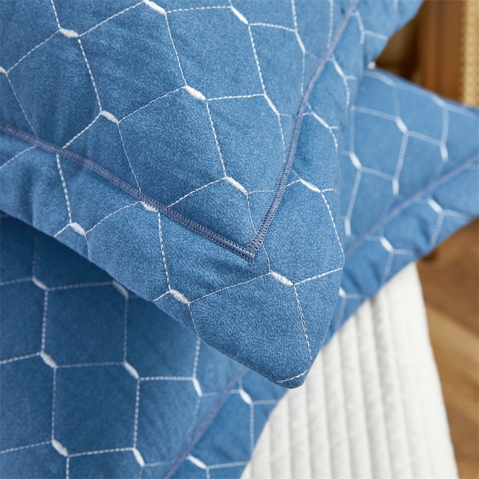 91家纺网 家纺一手货源 找家纺 杜先生 2023新款纯色活性磨毛全棉刺绣夹棉枕套一对 米粒兰