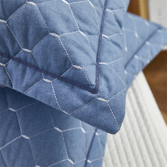 91家纺网 家纺一手货源 找家纺 杜先生 2023新款纯色活性磨毛全棉刺绣夹棉枕套一对 米粒兰灰