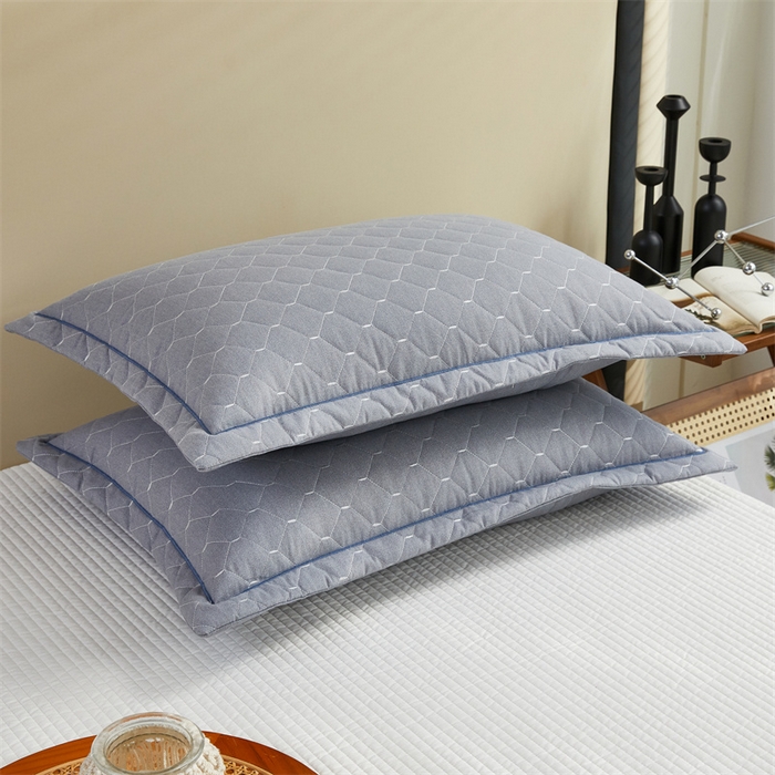 91家纺网 家纺一手货源 找家纺 杜先生 2023新款纯色活性磨毛全棉刺绣夹棉枕套一对 米粒浅灰