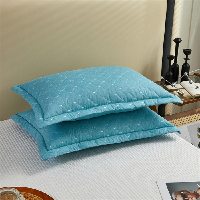 91家纺网 家纺一手货源 找家纺 杜先生 2023新款纯色活性磨毛全棉刺绣夹棉枕套一对 米粒清新绿