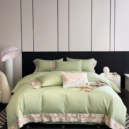 2023新款爱缦蔷薇系列100支澳棉四件套 初青