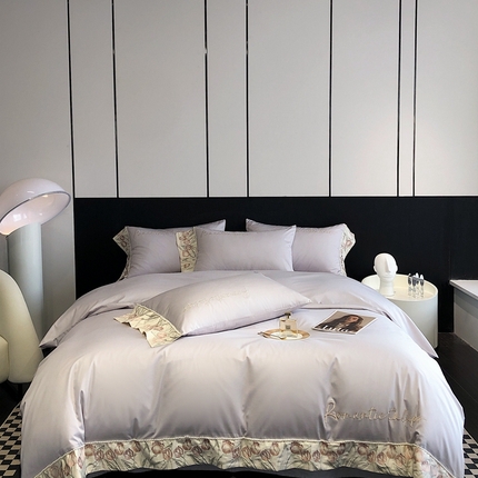 2023新款爱缦蔷薇系列100支澳棉四件套 紫霞仙子