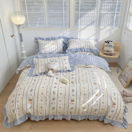 91家纺网 家纺一手货源 找家纺 （总）眠屿 2023春季花边全棉四件套