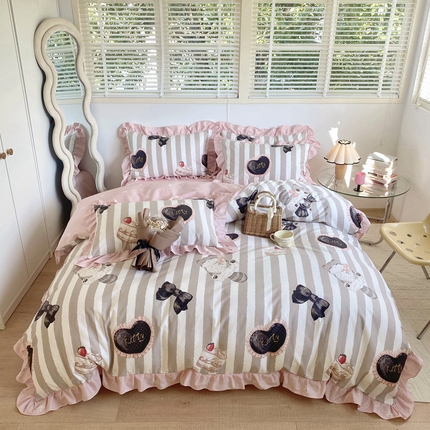 91家纺网 家纺一手货源 找家纺 （总）眠屿 2023春季花边全棉四件套