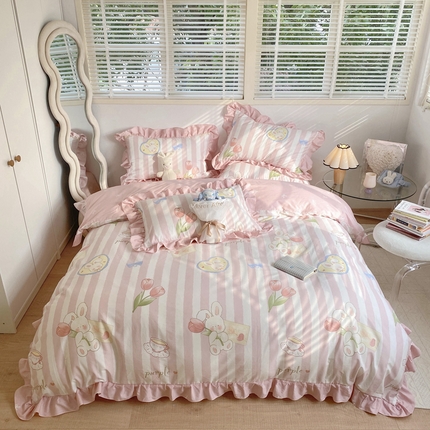 91家纺网 家纺一手货源 找家纺 （总）眠屿 2023春季花边全棉四件套