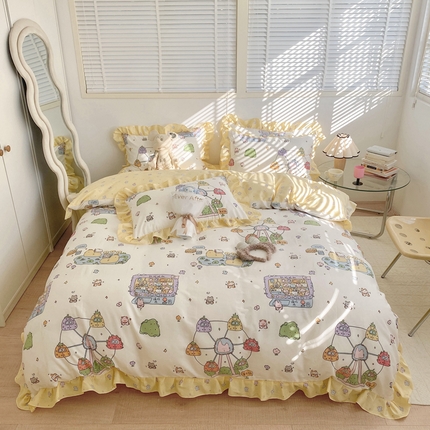 91家纺网 家纺一手货源 找家纺 （总）眠屿 2023春季花边全棉四件套