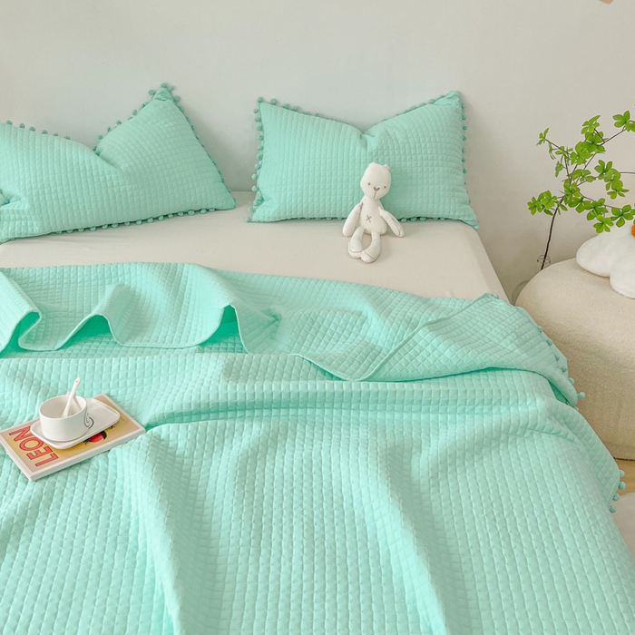 91家纺网 家纺一手货源 找家纺 乐卧2026新款球球边夏凉被-乐趣 乐趣-薄荷绿