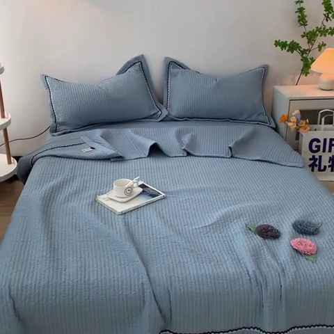 91家纺网 家纺一手货源 找家纺 （总）乐卧 2026新款雅韵蕾丝花边手工花卉夏凉被四件套