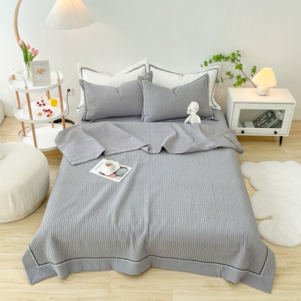 乐卧  2026新款雅韵蕾丝花边手工花卉夏凉被四件套 麦亚灰-简版