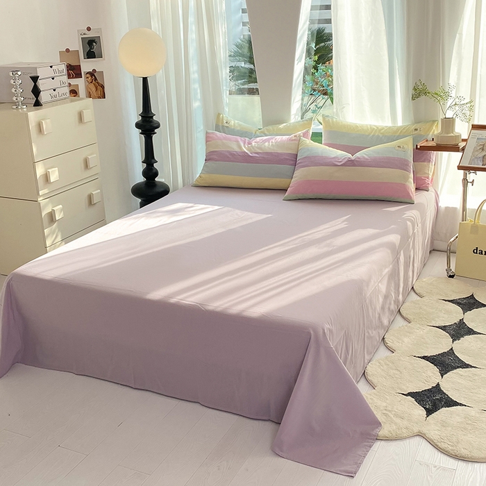 91家纺网 家纺一手货源 找家纺 云家2023无印风色织全棉纯棉水洗棉系列四件套纯色格子 彩虹糖