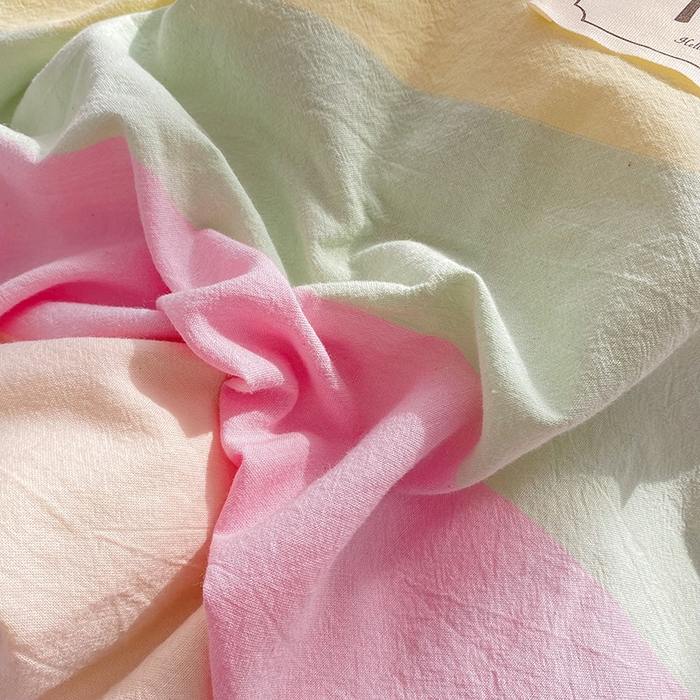 91家纺网 家纺一手货源 找家纺 云家2023无印风色织全棉纯棉水洗棉系列四件套纯色格子 彩虹糖