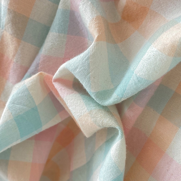 91家纺网 家纺一手货源 找家纺 云家2023无印风色织全棉纯棉水洗棉系列四件套纯色格子 冰激凌绿