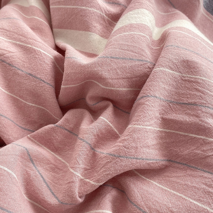 91家纺网 家纺一手货源 找家纺 云家2023无印风色织全棉纯棉水洗棉系列四件套纯色格子 豆蔻粉