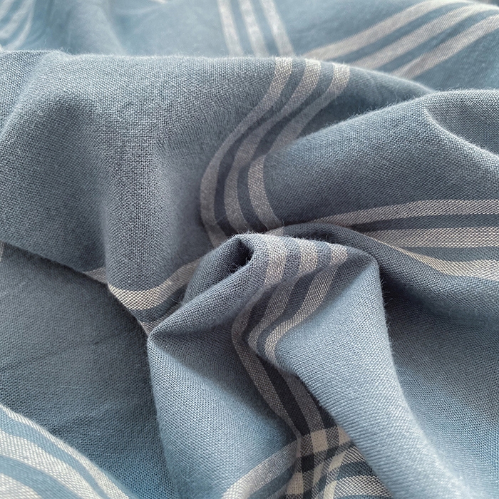 91家纺网 家纺一手货源 找家纺 云家2023无印风色织全棉纯棉水洗棉系列四件套纯色格子 海蓝大格