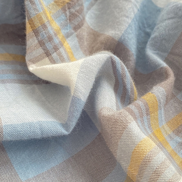 91家纺网 家纺一手货源 找家纺 云家2023无印风色织全棉纯棉水洗棉系列四件套纯色格子 简兮兰