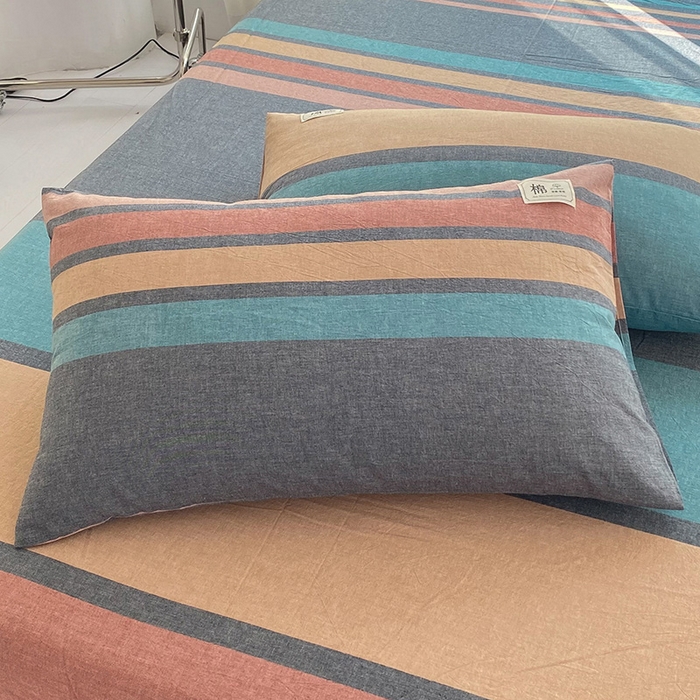 91家纺网 家纺一手货源 找家纺 云家2023无印风色织全棉纯棉水洗棉系列四件套纯色格子 斯诺克