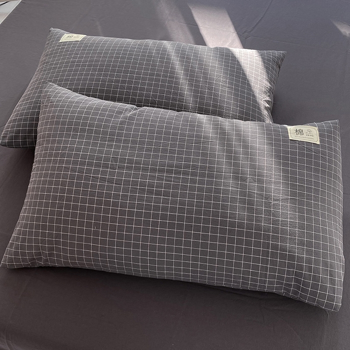 91家纺网 家纺一手货源 找家纺 云家2023无印风色织全棉纯棉水洗棉系列四件套纯色格子 小灰格