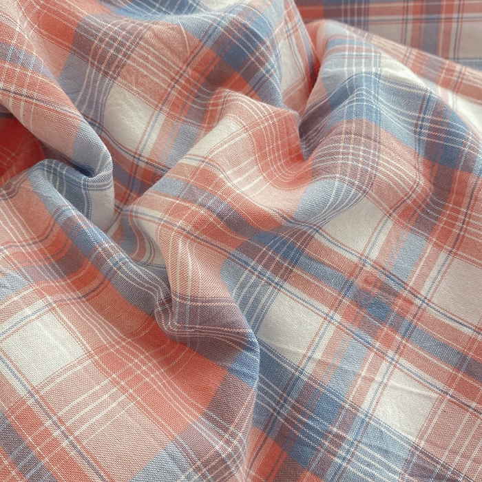 91家纺网 家纺一手货源 找家纺 云家2023无印风色织全棉纯棉水洗棉系列四件套纯色格子 云舒粉