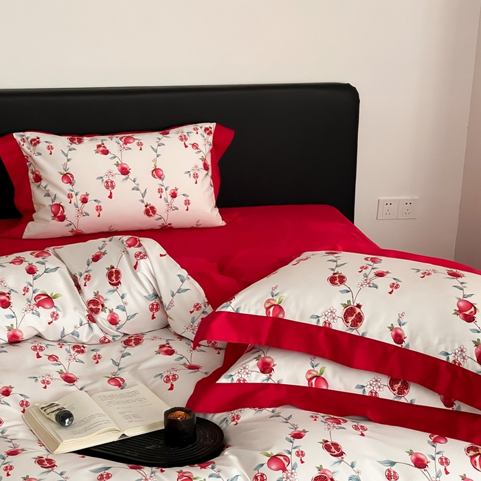 91家纺网 家纺一手货源 找家纺 若未家居 2023新款时尚婚庆四件套 多子多福