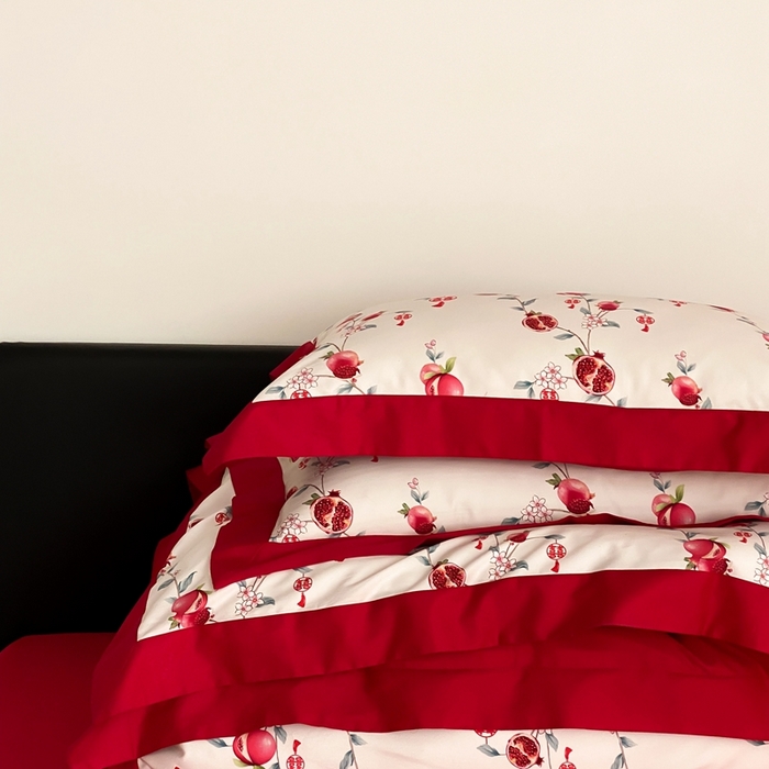 91家纺网 家纺一手货源 找家纺 若未家居 2023新款时尚婚庆四件套 多子多福