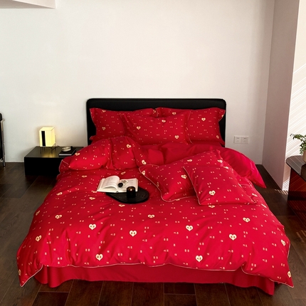 若未家居 2023新款时尚婚庆四件套  囍