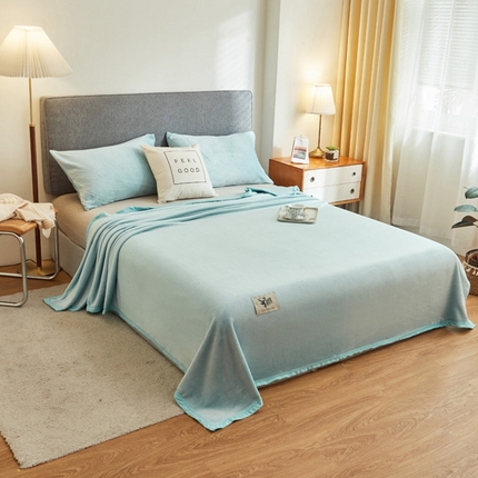 宅部落 2023云貂绒毯子300克毛毯法莱绒盖毯牛奶绒毛毯 淡蓝