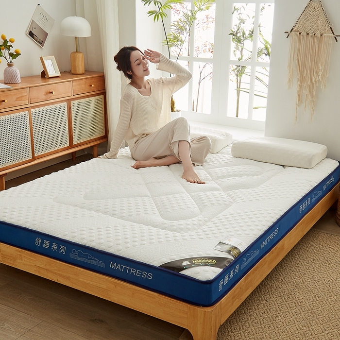 91家纺网 家纺一手货源 找家纺 优莱床垫 2024新款针织大豆记忆棉床垫 记忆棉花开富贵白