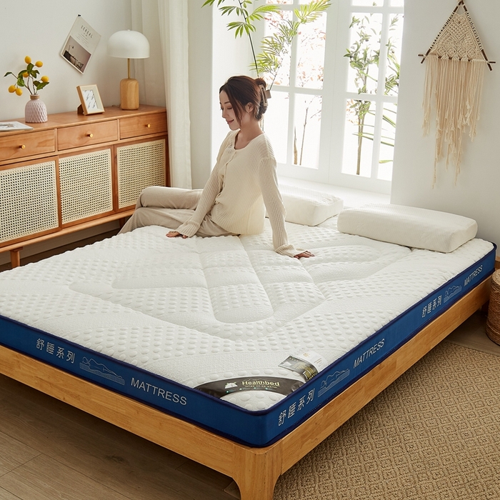 91家纺网 家纺一手货源 找家纺 优莱床垫 2024新款针织大豆记忆棉床垫 记忆棉花开富贵白