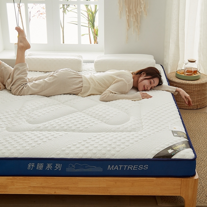 91家纺网 家纺一手货源 找家纺 优莱床垫 2024新款针织大豆记忆棉床垫 记忆棉花开富贵白