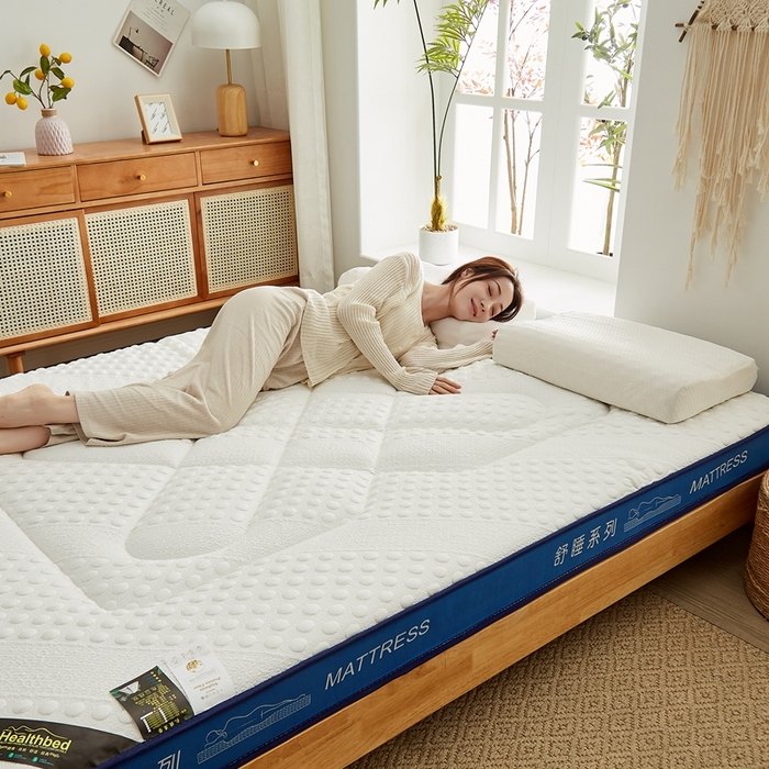 91家纺网 家纺一手货源 找家纺 优莱床垫 2024新款针织大豆记忆棉床垫 记忆棉花开富贵白