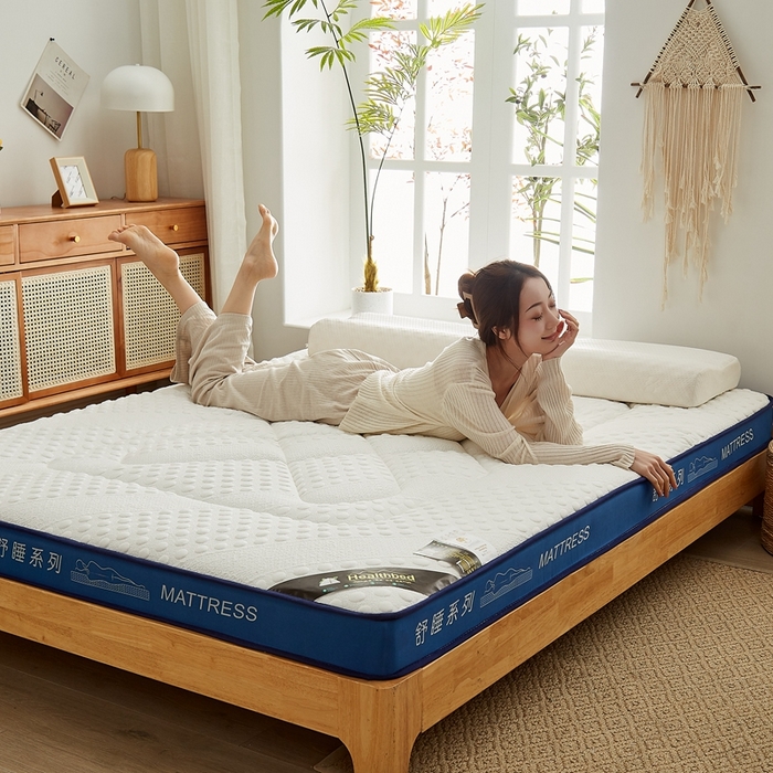 91家纺网 家纺一手货源 找家纺 优莱床垫 2024新款针织大豆记忆棉床垫 记忆棉花开富贵白