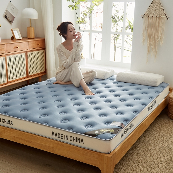 91家纺网 家纺一手货源 找家纺 2024新款蜗牛乳胶抗压棉新款床垫 乳胶抗压立体蜗牛蓝