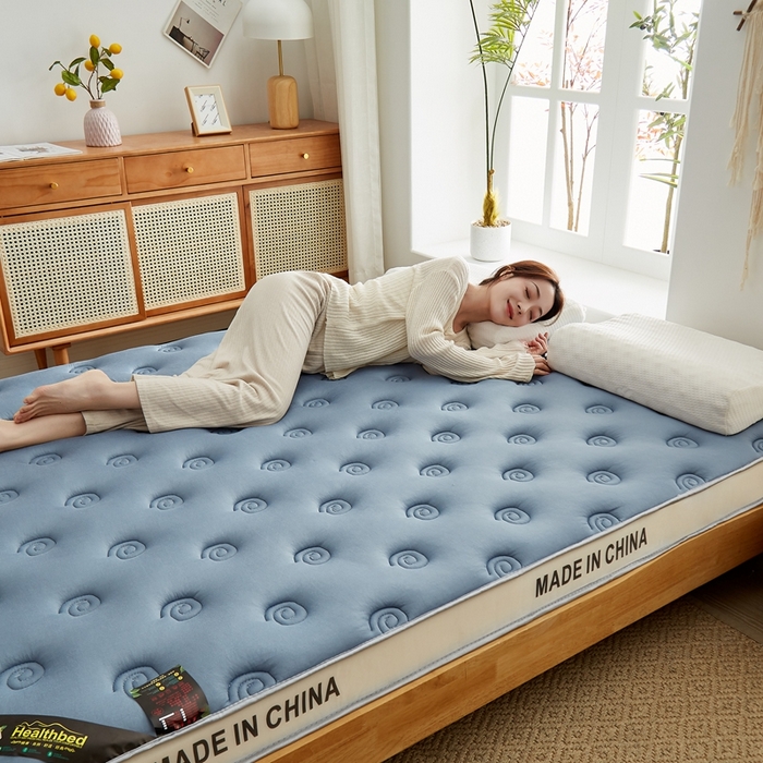 91家纺网 家纺一手货源 找家纺 2024新款蜗牛乳胶抗压棉新款床垫 乳胶抗压立体蜗牛蓝