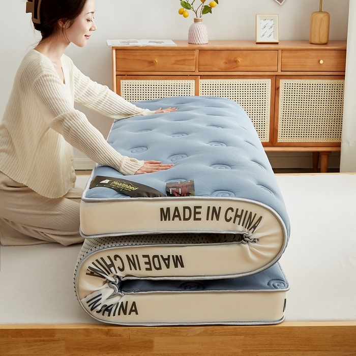 91家纺网 家纺一手货源 找家纺 2024新款蜗牛乳胶抗压棉新款床垫 乳胶抗压立体蜗牛蓝