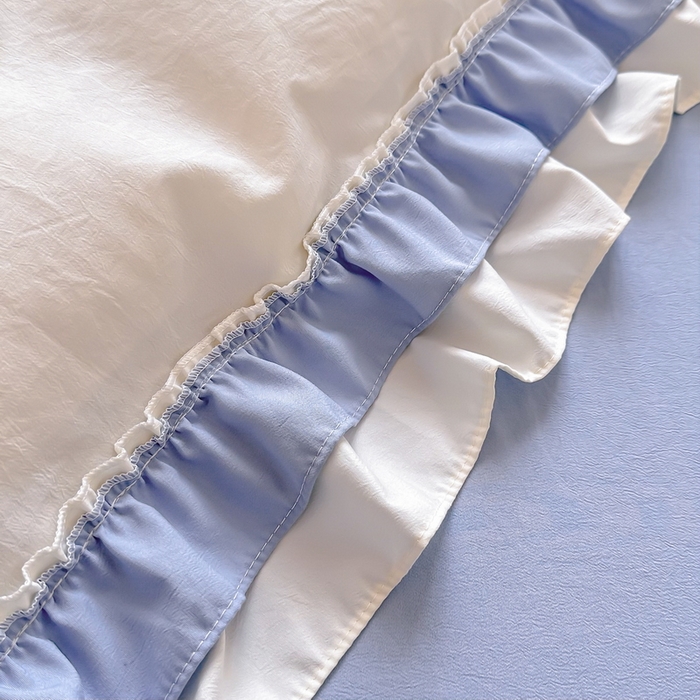 91家纺网 家纺一手货源 找家纺 （总）言熙居 2024新款直播韩版花边水洗棉麻三件四件套小清新公主风