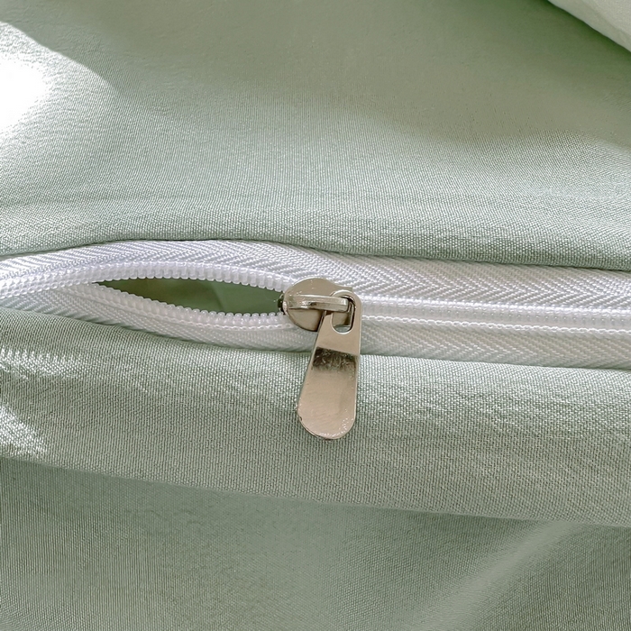 91家纺网 家纺一手货源 找家纺 言熙居 2024新款直播韩版花边水洗棉麻三件四件套小清新-绿