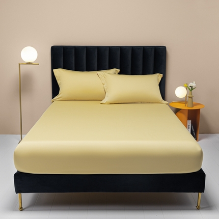 91家纺网 家纺一手货源 找家纺 秀色家纺 2025新款A类50支贡缎双股长绒棉单品床笠奶茶米