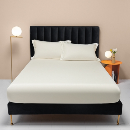 91家纺网 家纺一手货源 找家纺 秀色家纺 2025新款A类50支贡缎双股长绒棉单品床笠奶茶米