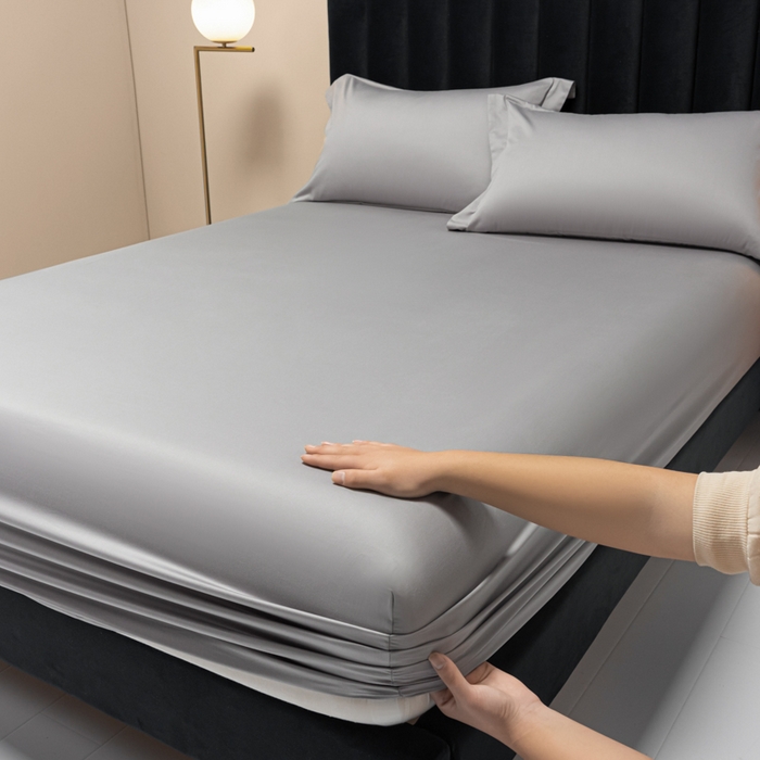 91家纺网 家纺一手货源 找家纺 （总）秀色家纺 2025新款A类50支贡缎双股长绒棉单品床笠