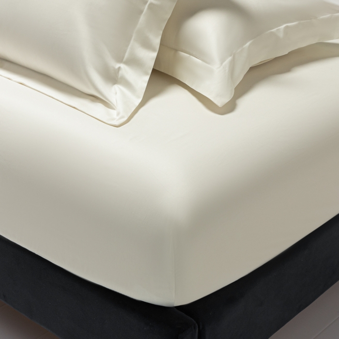 91家纺网 家纺一手货源 找家纺 秀色家纺 2025新款A类50支贡缎双股长绒棉单品床笠皓月白