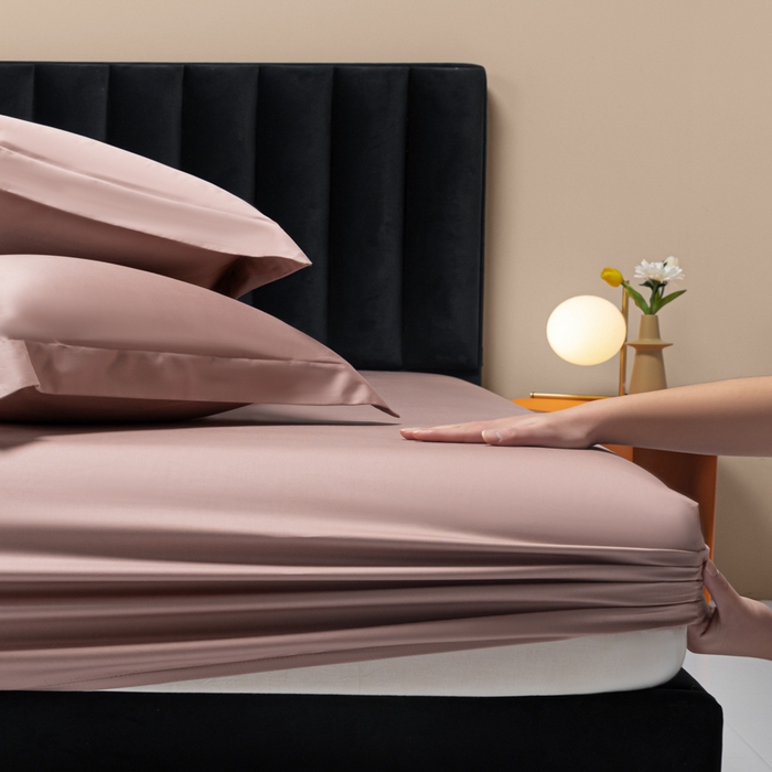 91家纺网 家纺一手货源 找家纺 秀色家纺 2025新款A类50支贡缎双股长绒棉单品床笠琳蕴储