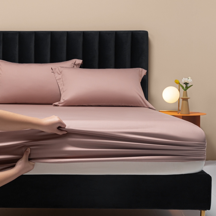 91家纺网 家纺一手货源 找家纺 秀色家纺 2025新款A类50支贡缎双股长绒棉单品床笠琳蕴储