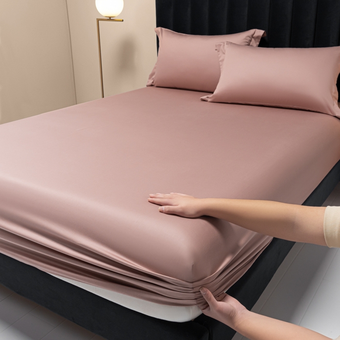 91家纺网 家纺一手货源 找家纺 秀色家纺 2025新款A类50支贡缎双股长绒棉单品床笠琳蕴储