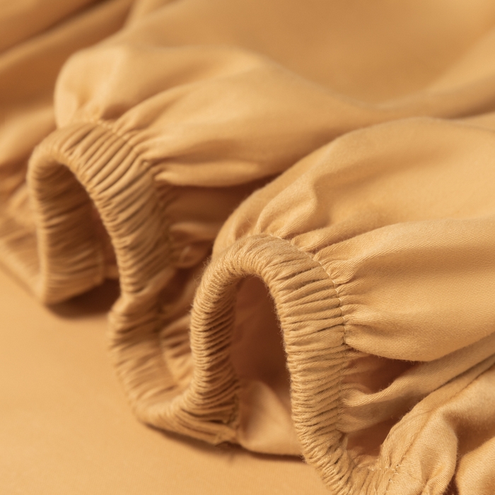 91家纺网 家纺一手货源 找家纺 秀色家纺 2025新款A类50支贡缎双股长绒棉单品床笠南瓜橘