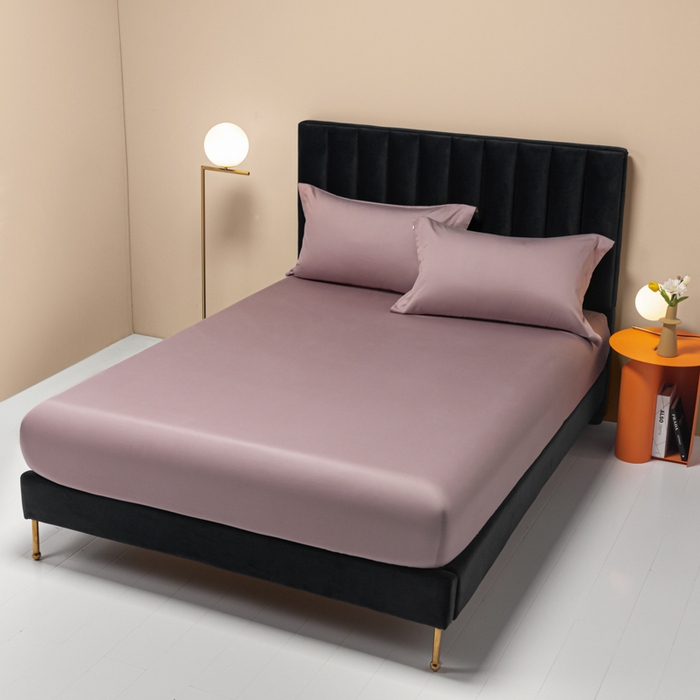 91家纺网 家纺一手货源 找家纺 秀色家纺 2025新款A类50支贡缎双股长绒棉单品床笠香芋紫